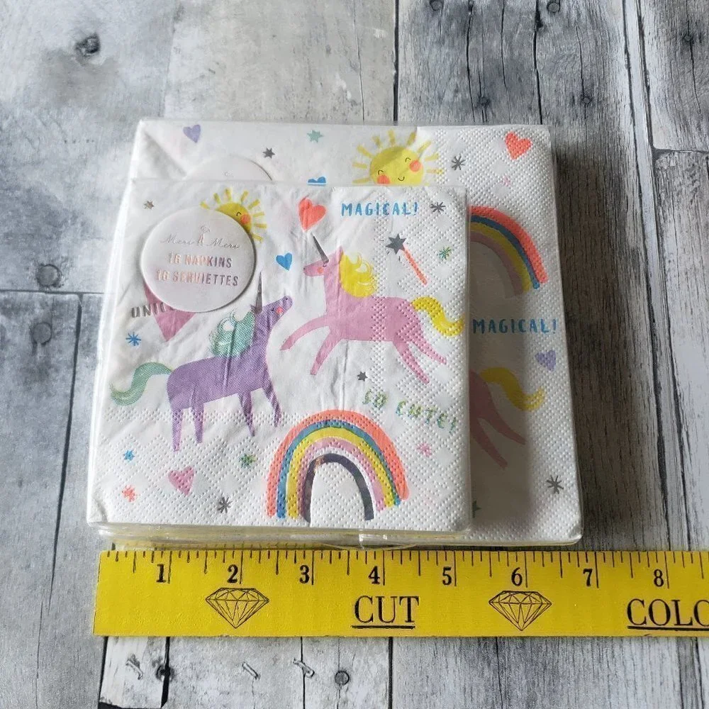 NWT - Meri Meri Unicorn Rainbow Paper Plates and Paper Napkins